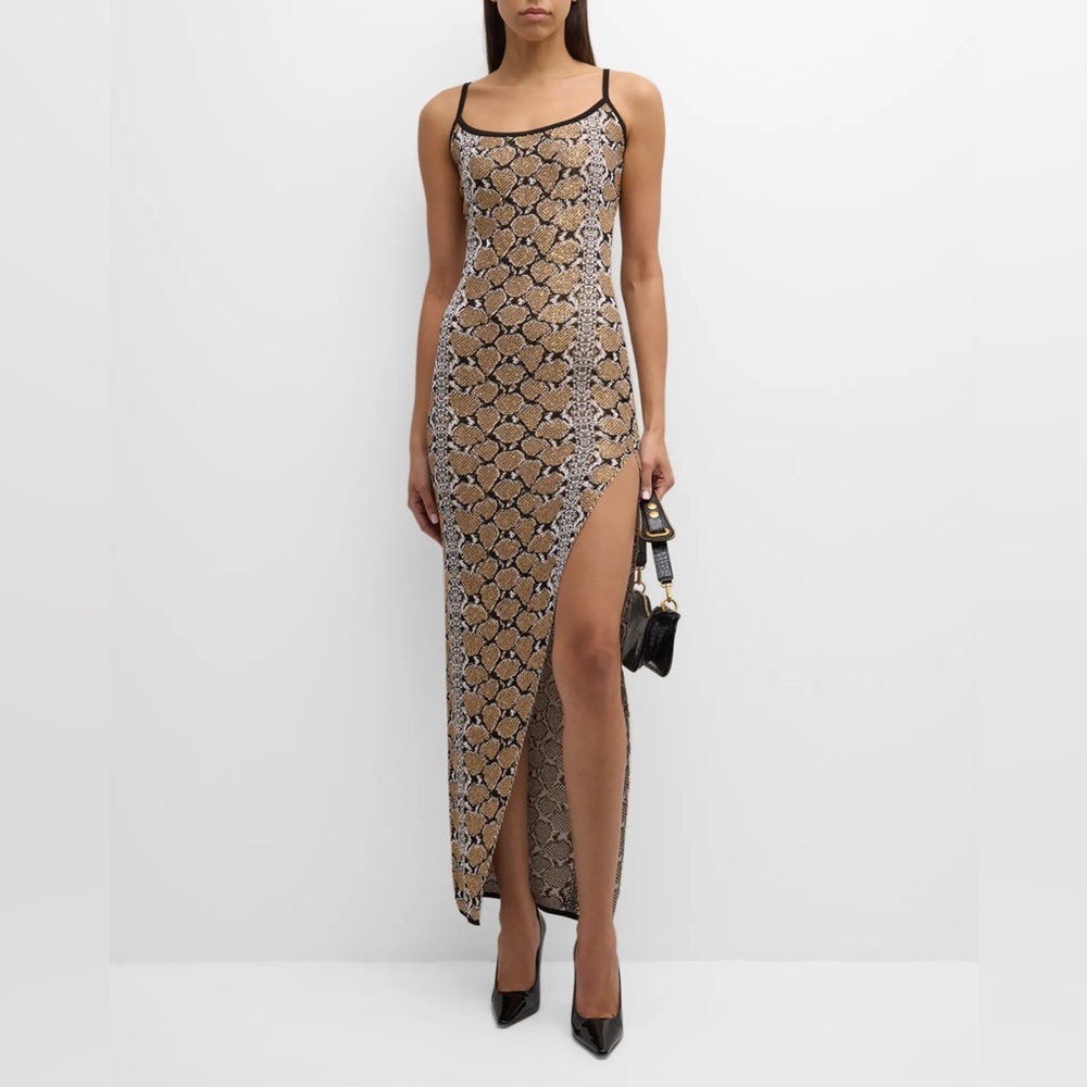 Balmain Python Print Knit Maxi Dress - Picture 1 of 8